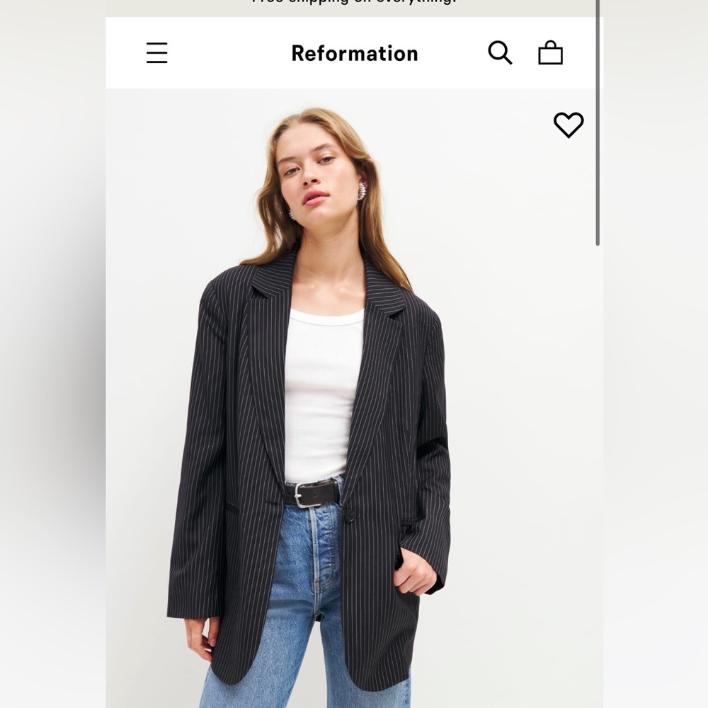 REFORMATION The Classic Relaxed Blazer in Pinstripe